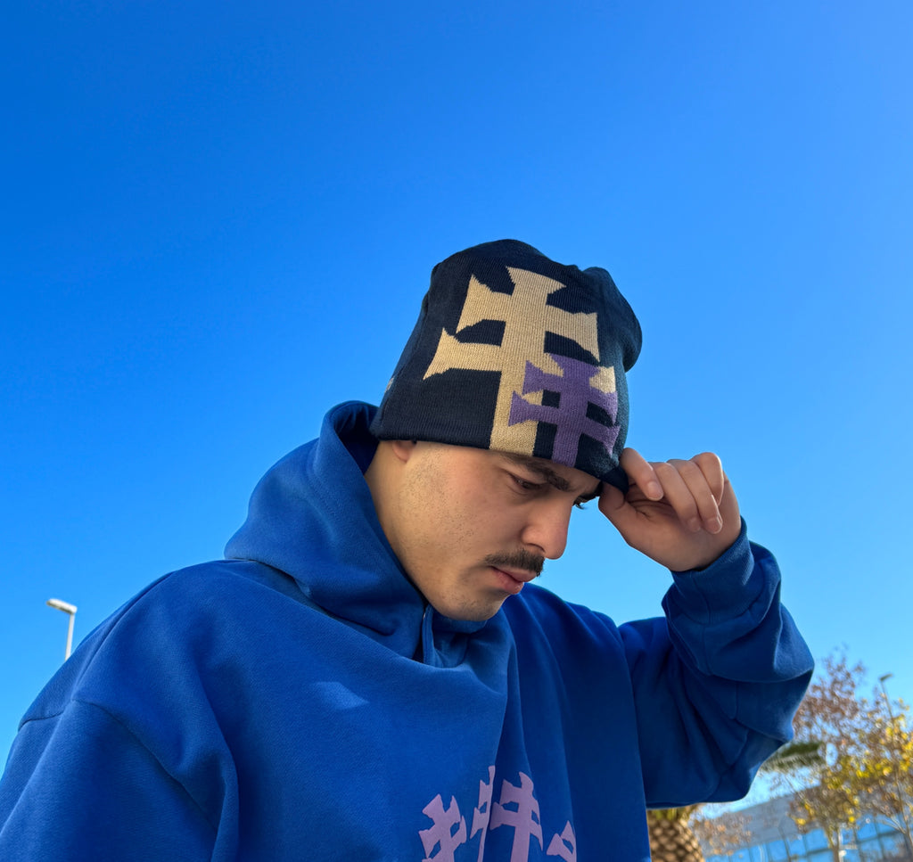 BEANIE HOLLY GRADUATION blue & black